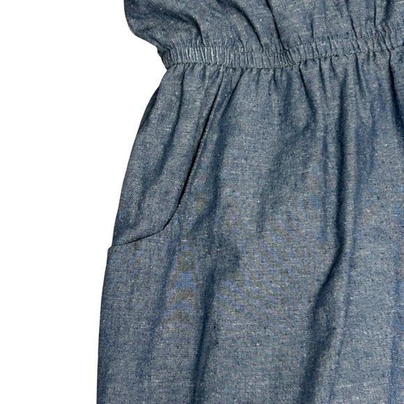 Alythea Chambray Ruffle Linen Sundress Blue Sleeveless Dress Women’s Large - Picture 6 of 11